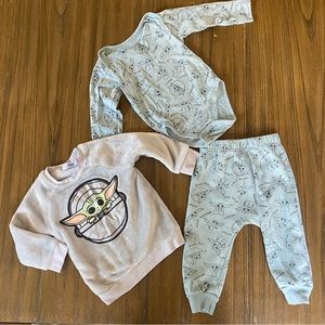 Star Wars baby yoda 3 piece outfit set